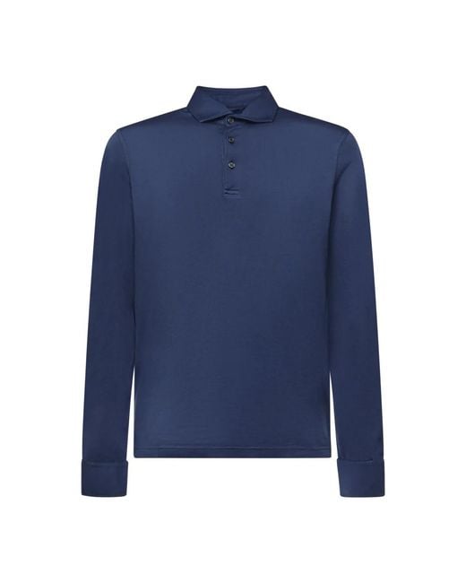 Fedeli Tops ,Blauw ,Katoen Katoenen Polo Shirt in het Blue voor heren