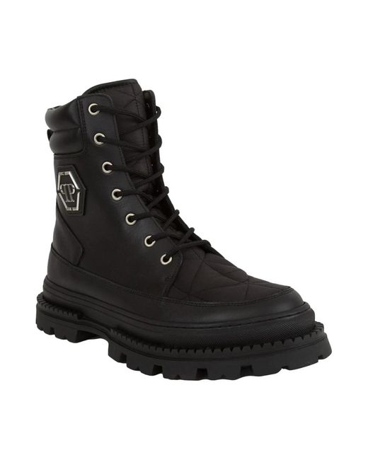 Philipp Plein Black Lace-Up Boots for men