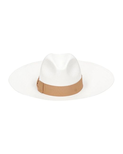 Sombrero de paja blanco con lazo Borsalino de color White
