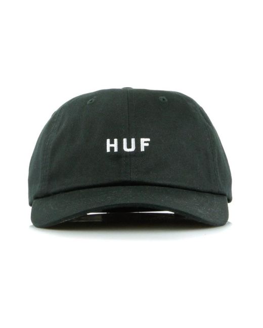 Huf Accessoires ,Zwart ,Katoen Zwarte Gebogen Klep Pet Essentials Logo in het Green voor heren