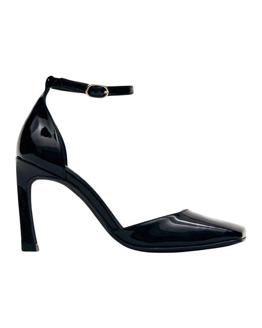 Liebe onix décolleté in pelle nera di Alohas in Blue