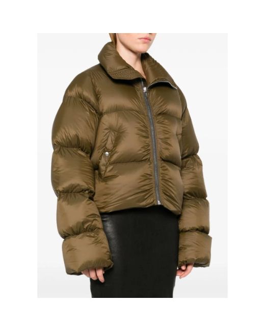 Rick Owens Jassen ,Groen ,Leer Puffer Turtle Jacket in het Green