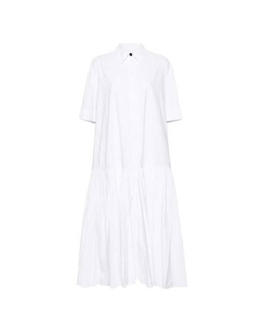 Jil Sander Witte Poplin Midi Jurk in het White