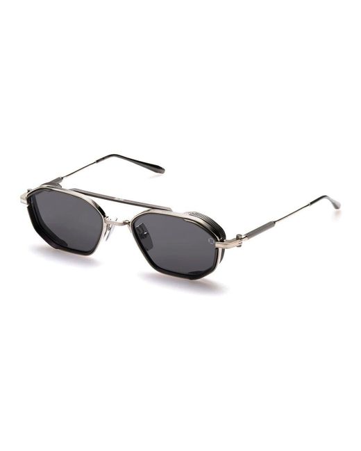 Akoni Achteckige sonnenbrille in gebürstetem silber/schwarz rhodium in Metallic für Herren