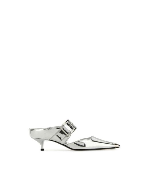 McQueen White Heeled Mules