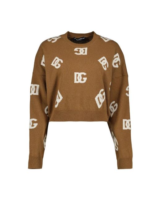 Dolce & Gabbana Brown Round-Neck Knitwear