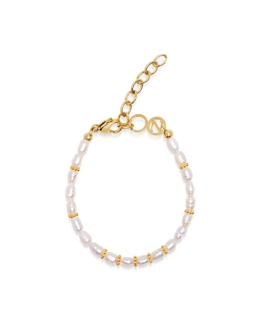 Nialaya Metallic Beaded bracelet with pearl
