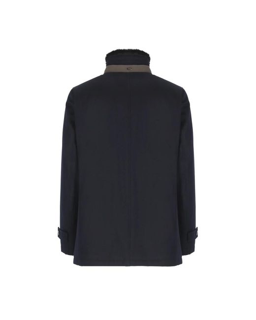 Herno Jassen ,Blauw ,Wol Blauwe Wollen Jas Met Bontkraag in het Blue voor heren