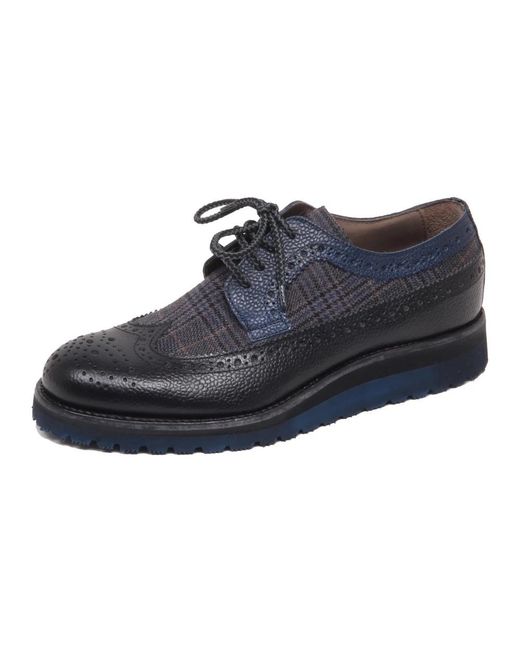 Corvari Schoenen ,Zwart ,Blauwe Leren Schoen Made in het Blue voor heren