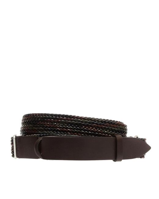 Orciani Accessoires ,Bruin ,Leer Camouflage Interwoven Nobuckle Riem in het Black voor heren