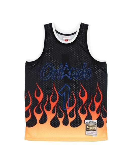 Mitchell & Ness Fitness ,Veelkleurig ,Polyester Nba Swingman Jersey Flames Hardaway 1994-95 in het Blue voor heren