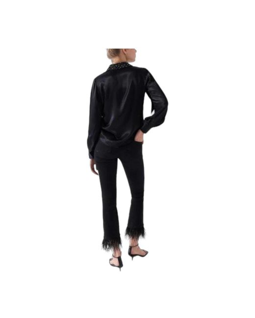 Salsa Jeans Overhemden ,Zwart ,Satijn Shirts in het Black