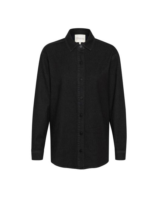 My Essential Wardrobe Overhemden ,Zwart ,Denim Zwarte Wassing Denim Shirt Boxy Stijl in het Black