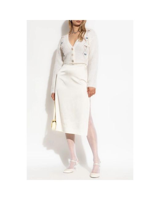 Alessandra Rich Truien & Vesten ,Wit ,Wol Vest Met Bloemenmotief in het White