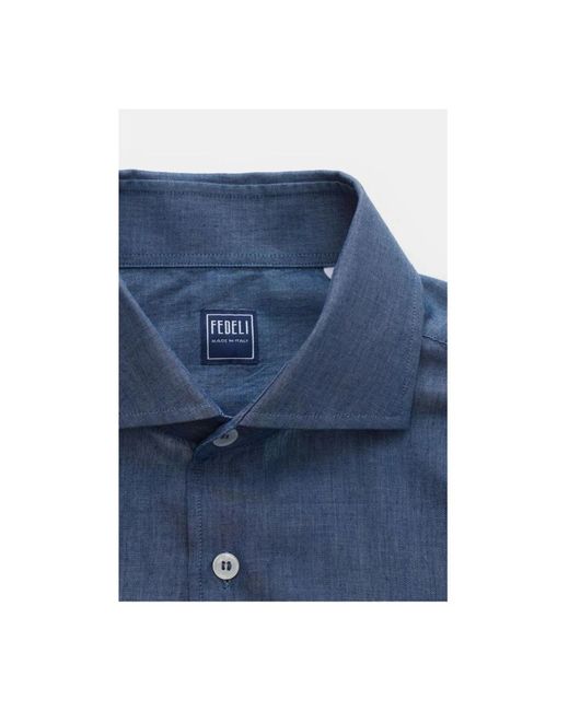 Fedeli Blue Casual Shirts for men