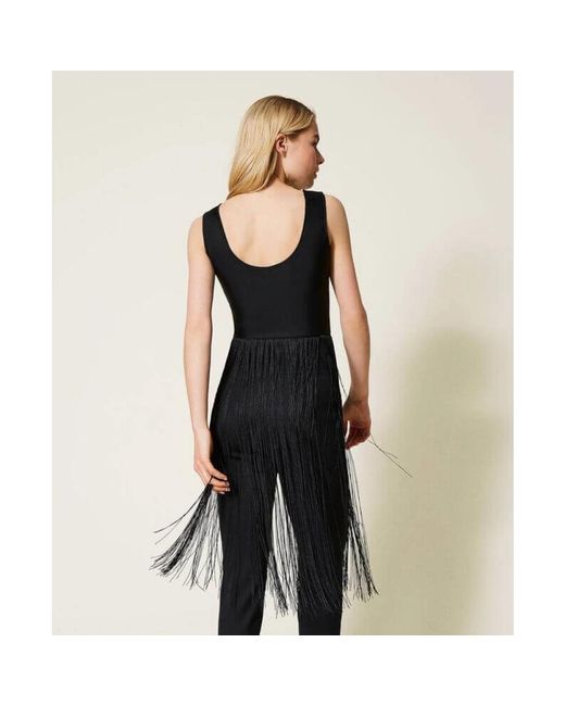 Twinset Tops ,Zwart ,Body Punt Franje in het Black