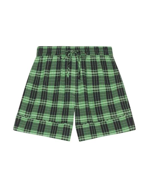 Ganni Green Short Shorts