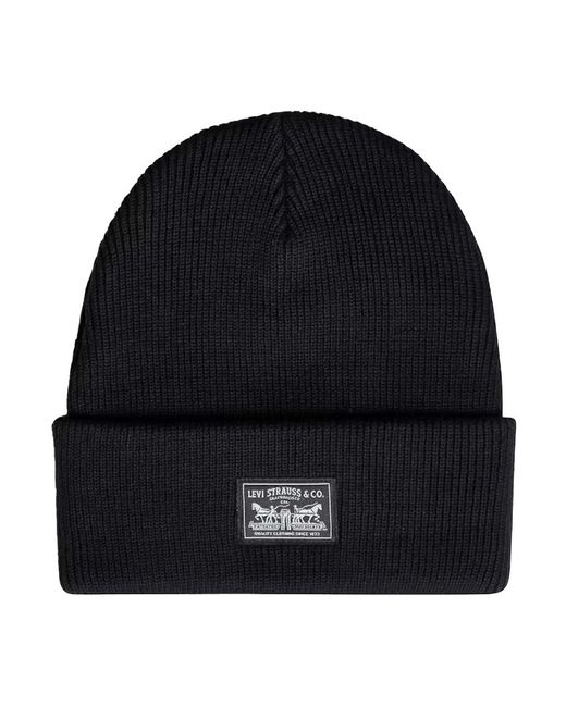 Levi's Accessoires ,Zwart ,Wol Backpatch Beanie in het Black