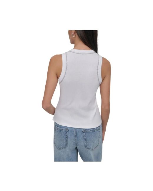 DKNY Blue Sleeveless Tops