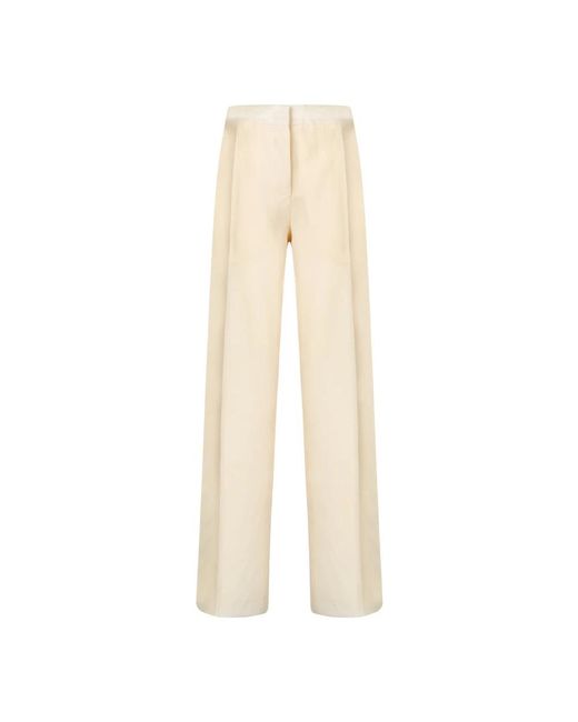 Pantalones de mezcla de seda y lana pad 274f656 Fabiana Filippi de color Natural