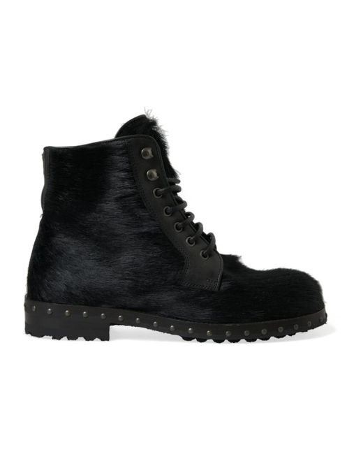 Dolce & Gabbana Black Lace-Up Boots for men