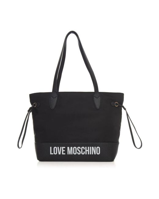 Love Moschino Black Logo shopper tasche mit reißverschluss
