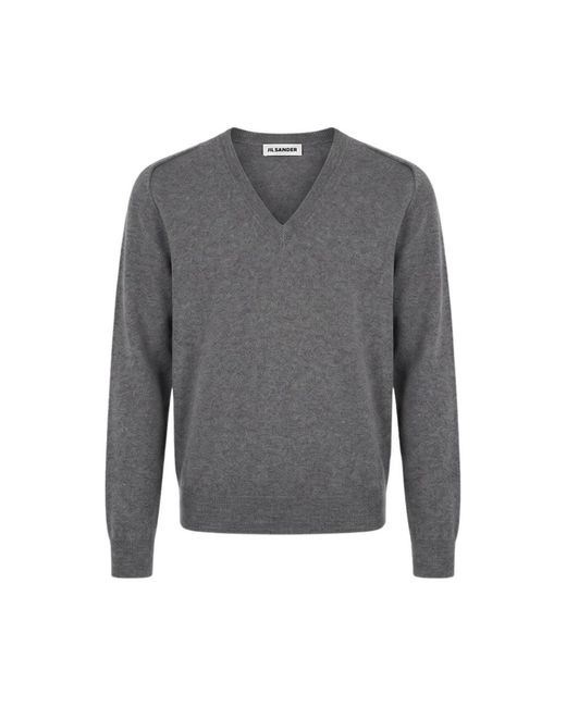 Jil Sander Gray V-Neck Knitwear