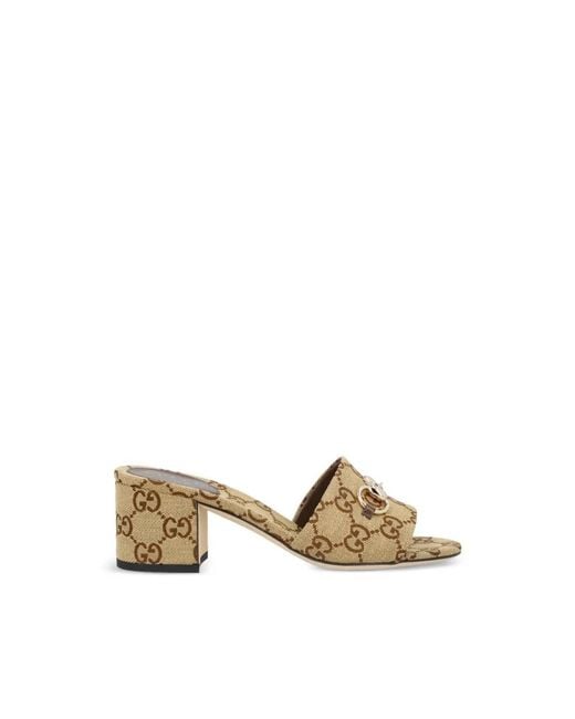 Gucci Natural Heeled Mules