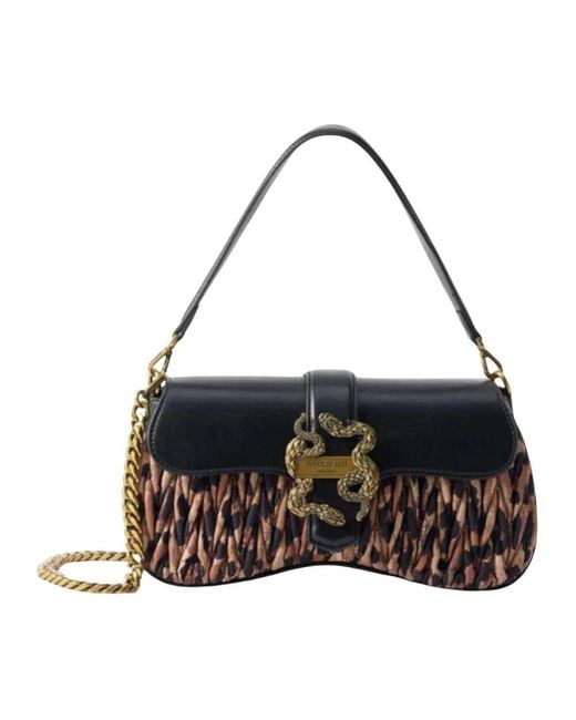 Just Cavalli Black Ikonic Schlangen Stil Schultertasche