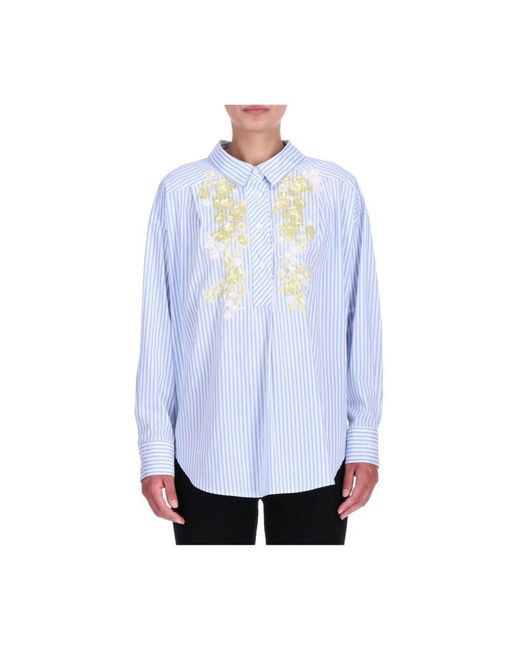 Ermanno Scervino Blue Gestreiftes Baumwollhemd