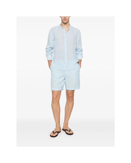 120% Lino Blue Casual Shirts for men
