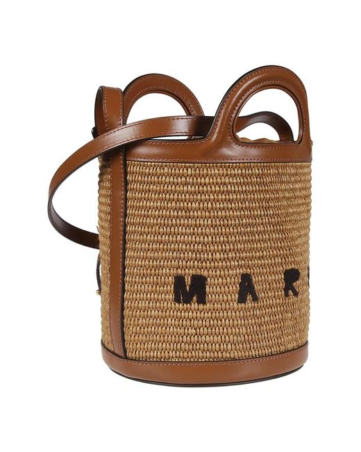 Marni Brown Tropicalia mini bucket tasche