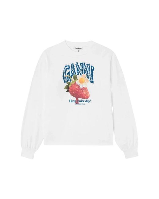 Ganni White Sweatshirts