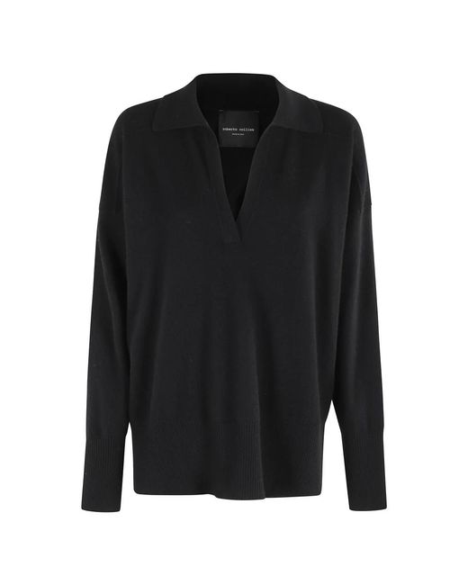 V-Neck Knitwear Roberto Collina en coloris Black