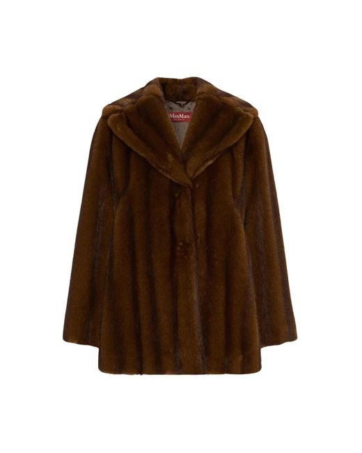 Max Mara Brown Faux Fur & Shearling Jackets