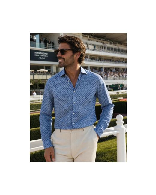 Fedeli Blue Casual Shirts for men