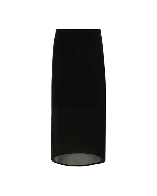 Sportmax Black Schwarzer midi-rock viskose chiffon amico