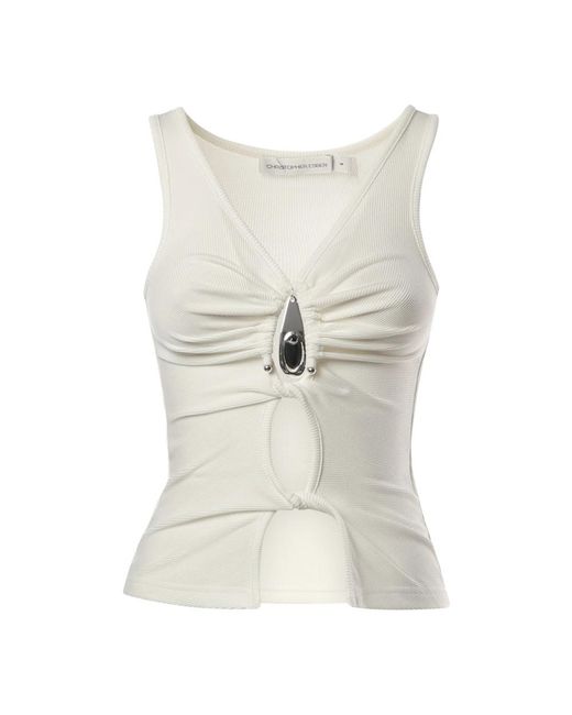 Christopher Esber White Sleeveless Tops