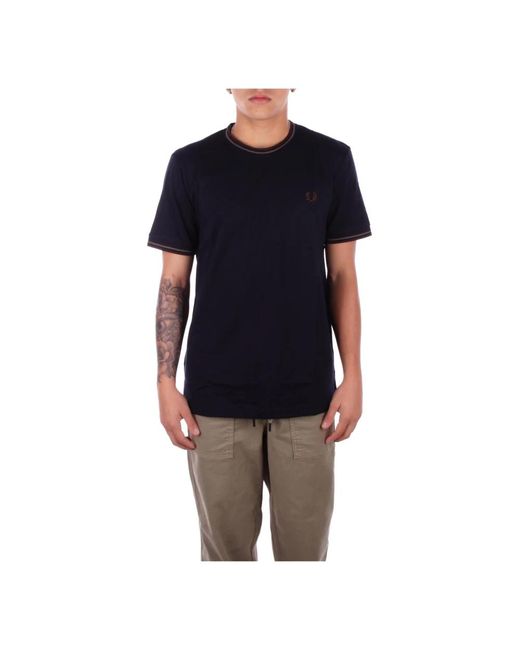 Fred Perry Tops ,Zwart ,Katoen Logo Front T-Shirt in het Black voor heren