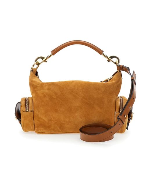 Chloé Brown Leder kamera schultertasche,braune kameratasche mit externen taschen
