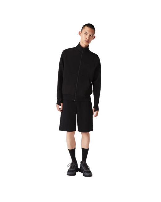 Lacoste Black High Neck Cotton Zip Sweatshirt for men