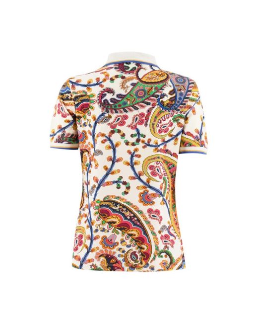 Etro Piqué Polo Met Print in het White