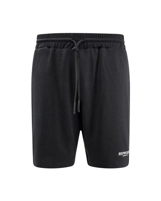 Represent Korte Broeken ,Zwart ,Polyester Zwarte Elastische Taille Shorts in het Black voor heren