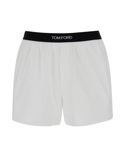 Tom Ford Ondergoed ,Wit ,Katoen Popline Stretch Bottoms in het Blue voor heren