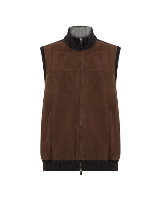 Fedeli Suede Cashmere Vest in het Brown voor heren