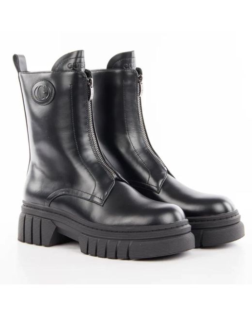 Guess Schoenen ,Zwart ,Leer Annia Zwart Leren Enkellaarzen in het Black