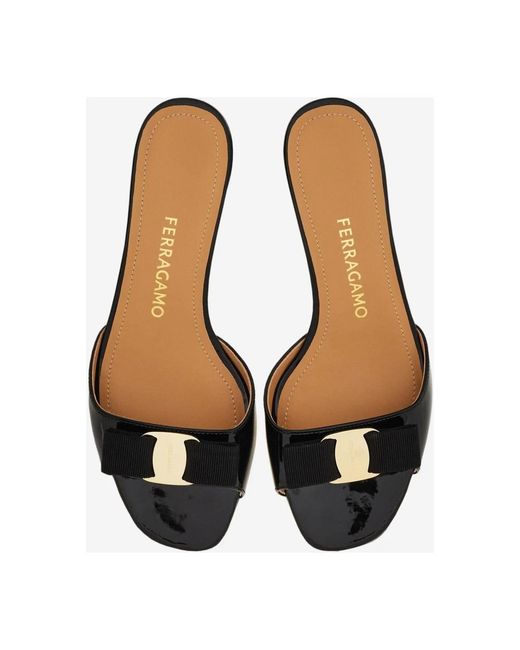 Ferragamo Black Heeled Mules