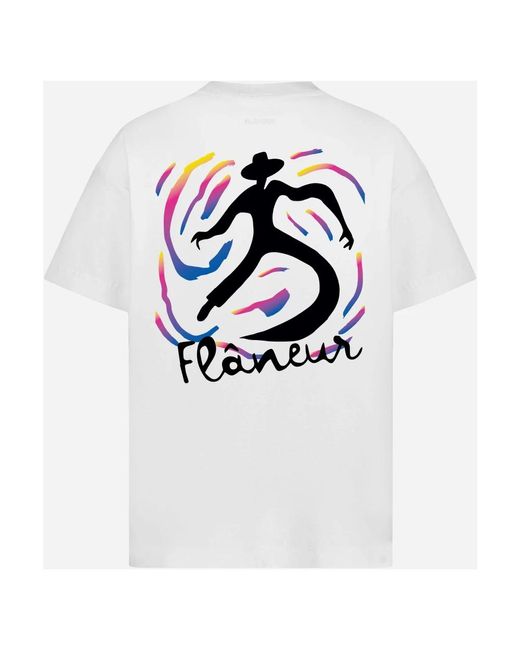 flâneur Swirl Print Wit Katoenen T-Shirt in het White voor heren