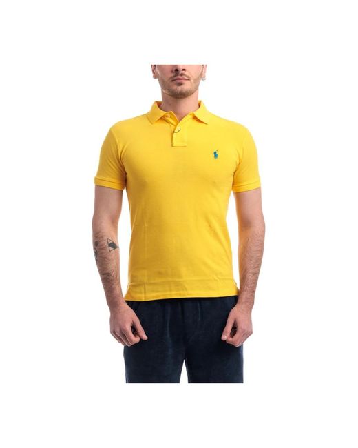 Polo Ralph Lauren Schmale baumwoll-polohemd in Yellow für Herren