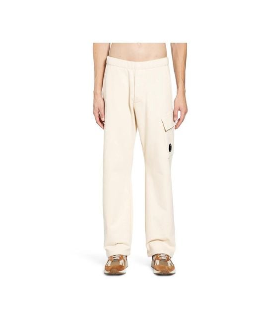 C P Company Diagonal Raised Fleece Cargo Sweatpants in Natural für Herren